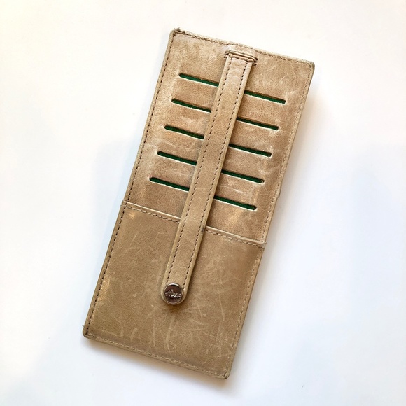 ABAS Italian Calf Skin Slim Leather Long Currency + Card Wallet in Beige + Green - Picture 5 of 15